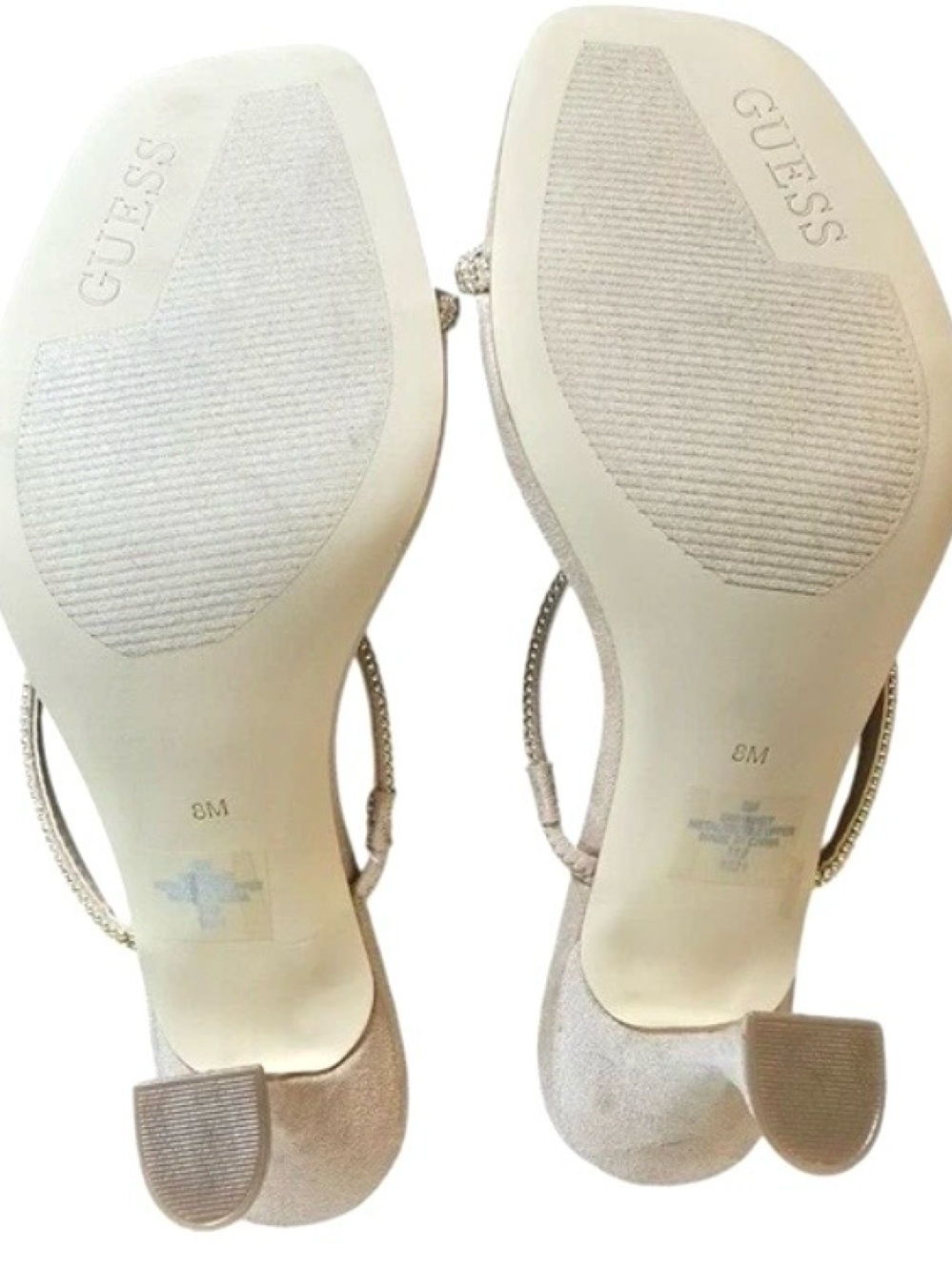 GUESS Nude Gold Jeweled GW Habbit Slide Heel NWT 8 - Picture 9 of 9